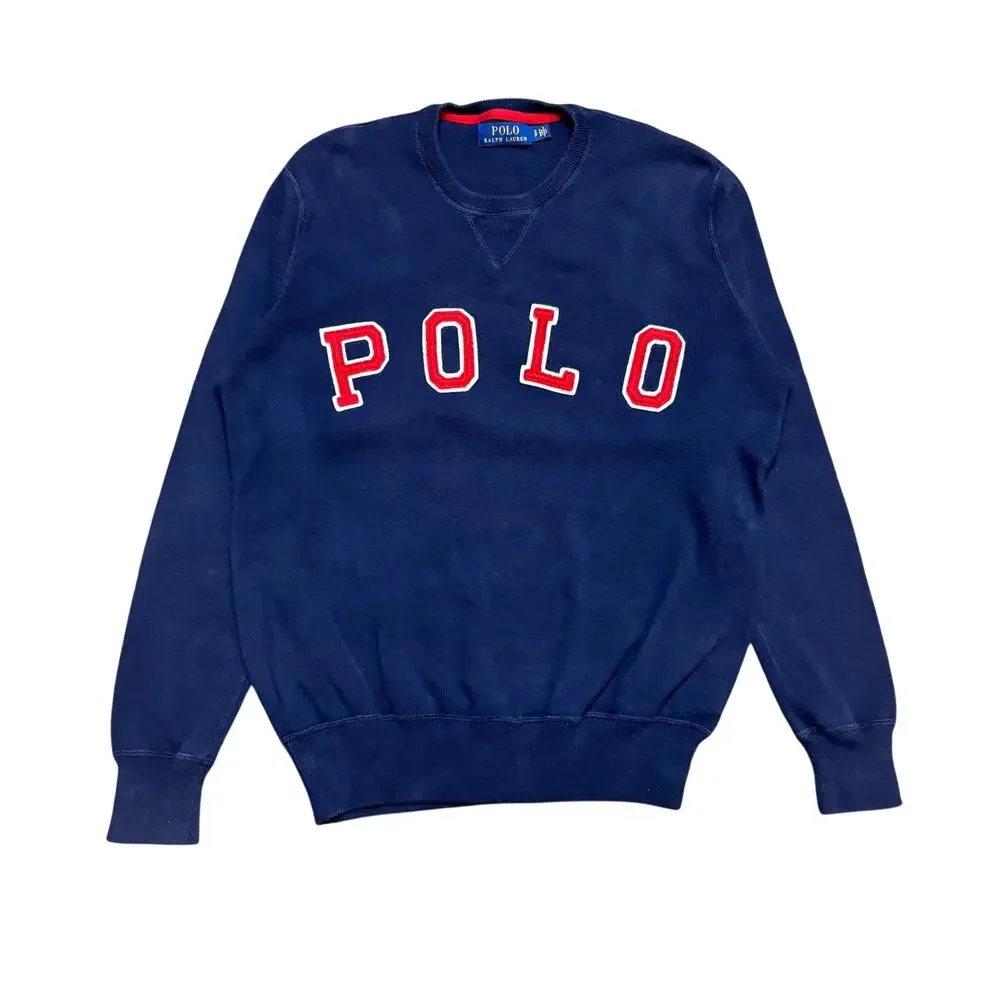 Polo Ralph Lauren Logo Spellout Cotton Crewneck Sweater Men's Small Preppy